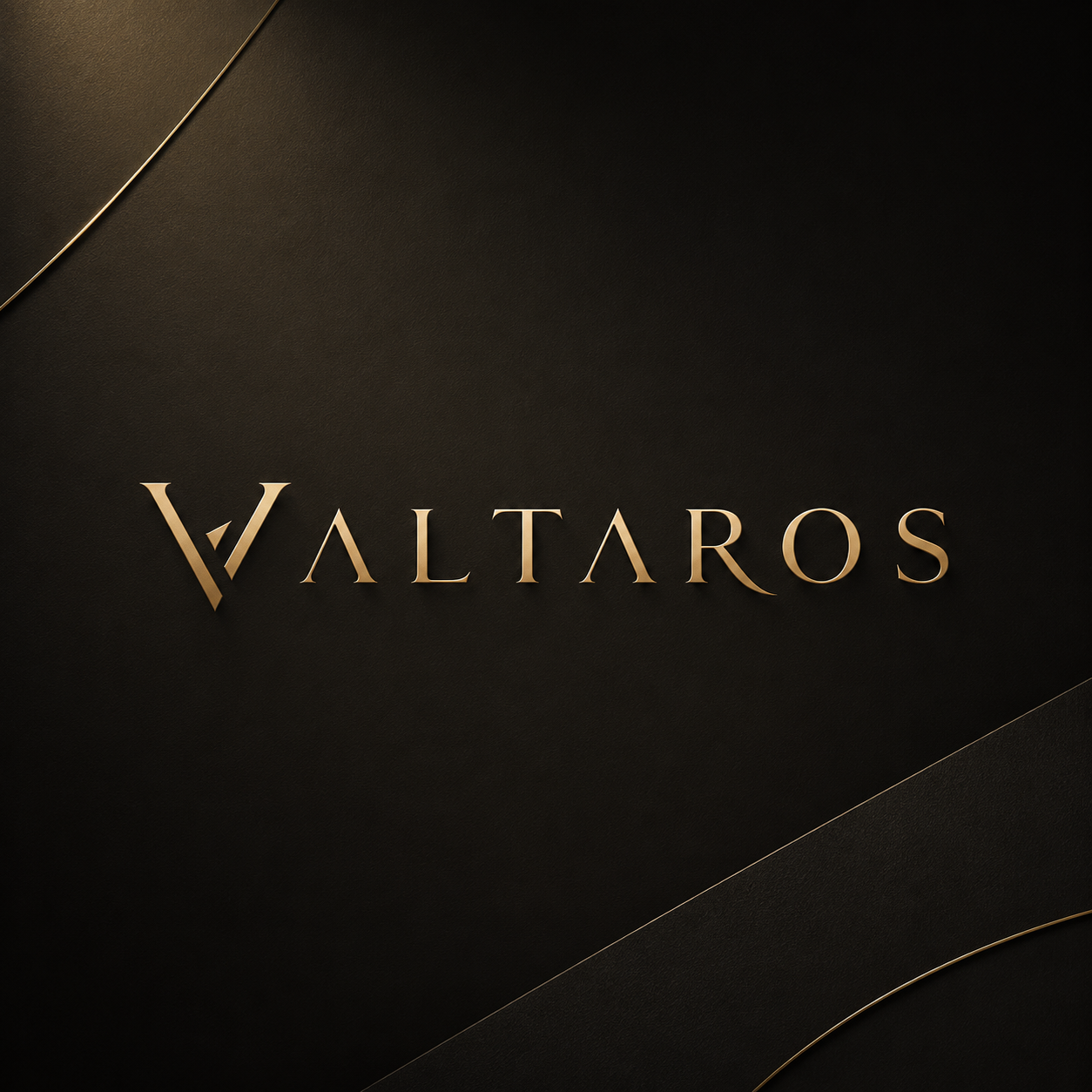 Valtaros metallic wordmark direction